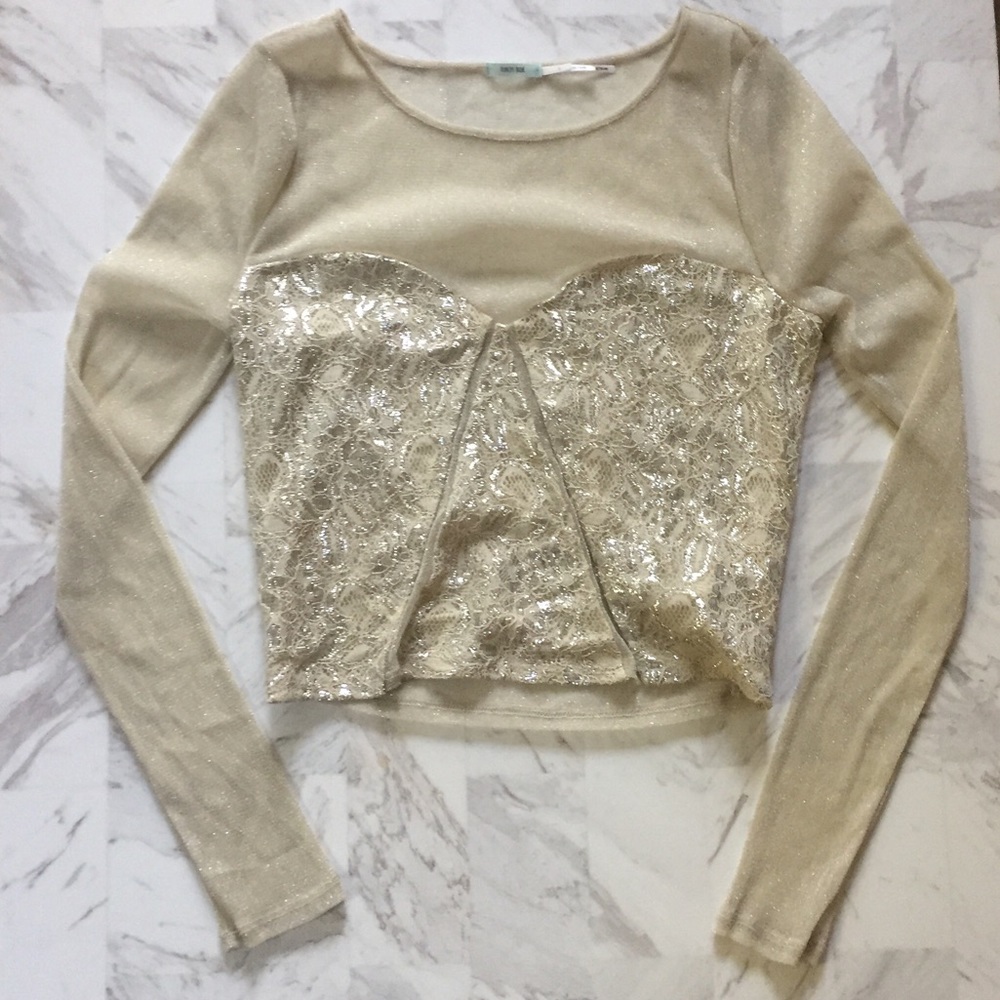 Urban Outfitters Kimchi Blue sparkly gold crop top